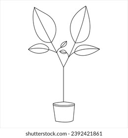 Tree continuous single line art of drawing and tree style  vector illustration