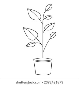 Tree continuous single line art of drawing and tree style  vector illustration