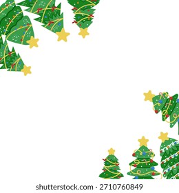 Tree Corner Holiday Frame. Frame Background Illustration	