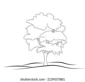 Tree in the courtyard. Tree vector design for anime. Fairy tale tree.