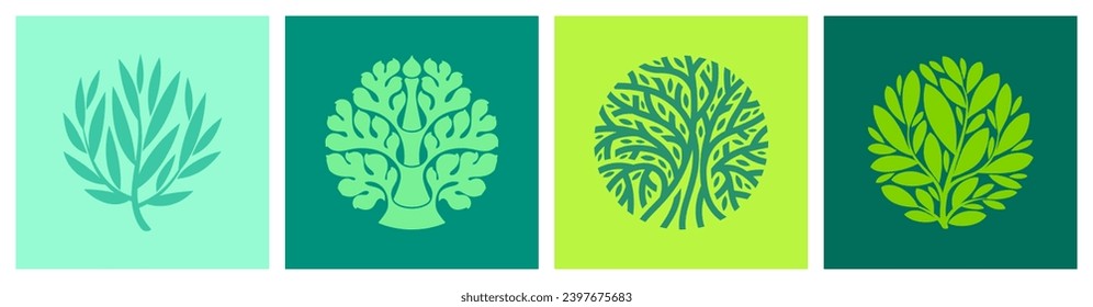 Tree. Creative vector logo mark template or visual emblem for topiary artist or landscape architecture design studio