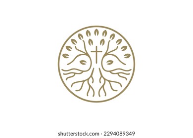 Inspiración en el diseño del logotipo cruzado de árbol