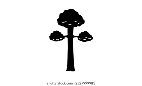 tree in cross shape, black isolated silhouette