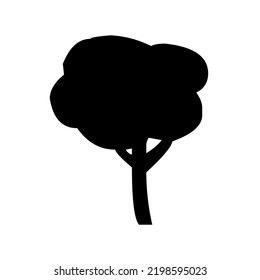 Tree with crown and branches, nature, graphic, vector, illustration in black color, isolated on white background