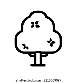 Tree with crown and leaves, nature, graphic, vector, illustration in black and white color, isolated on white background