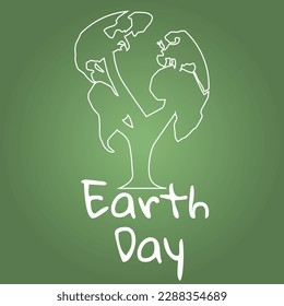 A tree with a crown in the shape of Earth continents. Concept for Earth Day, ecology, care for the environment. Vector illustration.