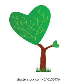 tree with a crown in the shape of heart vector illustration