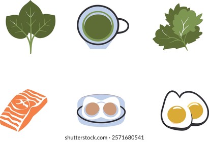 Tree cup,leaf, egg, fish illustration icon design in vector 