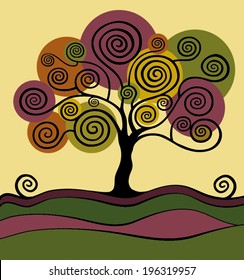 tree with curls. Garden.