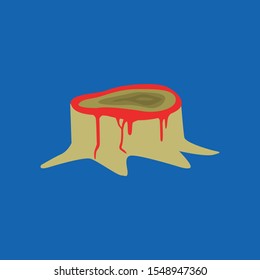 Tree cut with blood, Green concept Illustration, Earth, save the planet, save energy, the concept of the Earth day