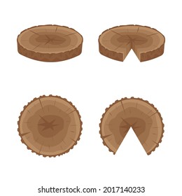 A tree in a cut, color isolated vector illustration in the cartoon style