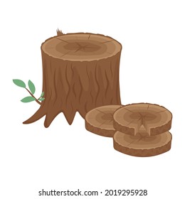 A tree in a cut, color isolated vector illustration in the cartoon style