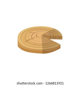 Tree cut with missed segment illustration. Wooden circle, ring, saw, firewood. Wood concept. Can be used for topics like wood industry, handcraft, carpentry