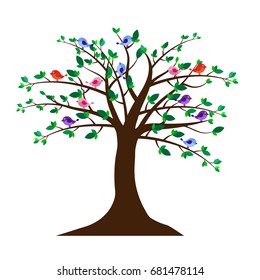 Tree with cute birds