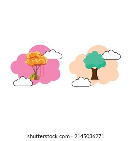 Ilustración de corte de árbol con fondo