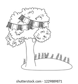 tree cute nature in black and white