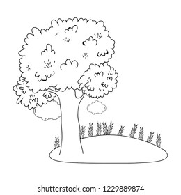 tree cute nature in black and white