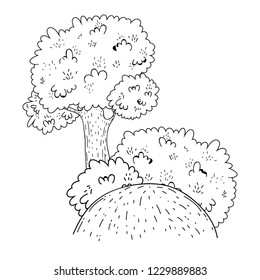tree cute nature in black and white