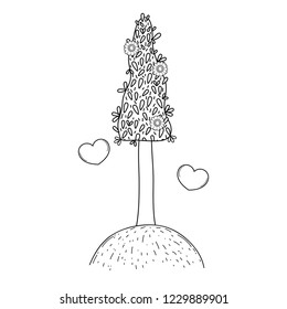 tree cute nature in black and white