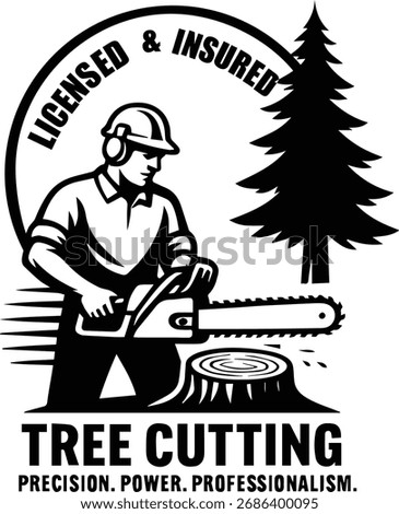 Tree Cutting Service Logo | Lumberjack Tree Removal Business Logo Design