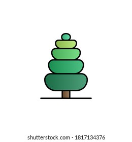 Tree, cypress color gradient vector icon