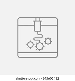 Tree D printing line icon for web, mobile and infographics. Vector dark grey icon isolated on light grey background.