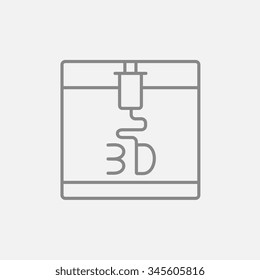 Icono de línea de impresión en árbol D para web, móvil e infografía. Icono vector de gris oscuro aislado en fondo gris claro.