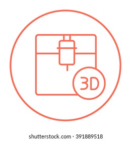Icono de línea de impresión en 3D.