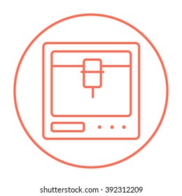Icono de línea de impresión en 3D.