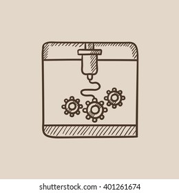 Tree D printing sketch icon.