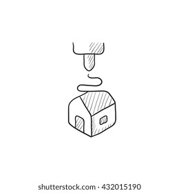 Tree D printing vector sketch icon isolated on background. Hand drawn Tree D printing icon. Tree D printing sketch icon for infographic, website or app.