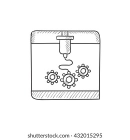 Tree D printing vector sketch icon isolated on background. Hand drawn Tree D printing icon. Tree D printing sketch icon for infographic, website or app.