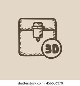 Tree D printing vector sketch icon isolated on background. Hand drawn Tree D printing icon. Tree D printing sketch icon for infographic, website or app.