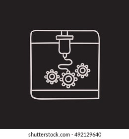 Tree D printing vector sketch icon isolated on background. Hand drawn Tree D printing icon. Tree D printing sketch icon for infographic, website or app.