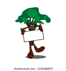 tree dance cartoon with human face hands and feet, tree friends concept. vector illustration