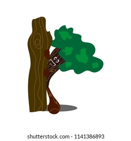 tree dance cartoon with human face hands and feet, tree friends concept. vector illustration