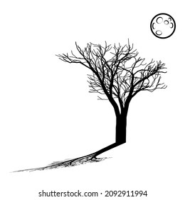 Tree Dark Scary Flat Icon Isolated On White Background