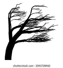 Tree Dark Scary Flat Icon Isolated On White Background