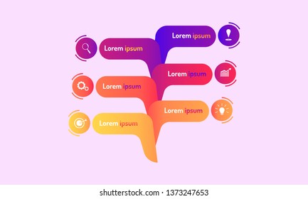 tree data infographic modern design style with markpoint graph think search gear target icons. vector illustration eps10