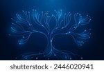 tree data storage digital technology online internet network. big data branch on blue background. vector illustration fantastic digital design