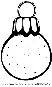 Tree decoration bauble vector, contour drawing