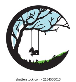 tree decoration line art. Line art with colours background