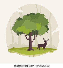 Tree & deer Illustration