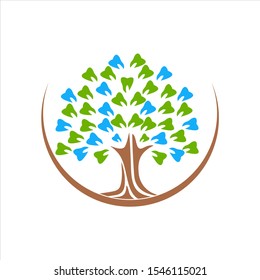tree dental logo design concept template, vector dental, tree logo dental logo
