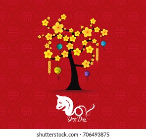 Tree design for Chinese New Year celebration. Year of the dog