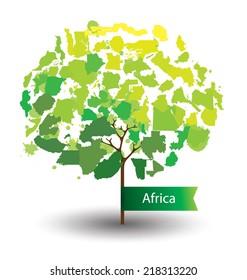 Tree design. Countries in Africa.  World  Map vector Illustration.