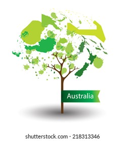 Tree design. Countries in Australia. World Map vector Illustration.