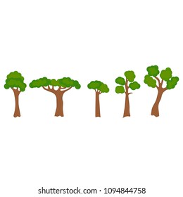 Tree design elements. Collection of various trees. Vector Illustration.