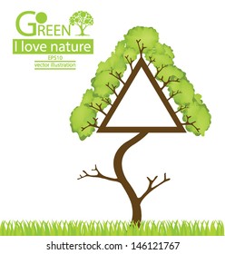 Tree design. Go green. Save world. vector illustration.