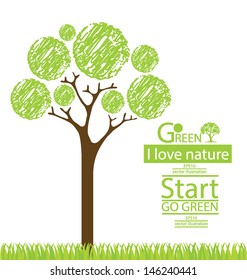 Tree design. Go green. Save world. vector illustration.